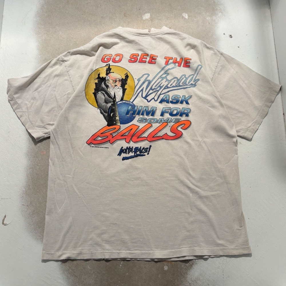 Vintage 1996 Gotta Race Wizard T-Shirt XL All Sport Single Stitch White